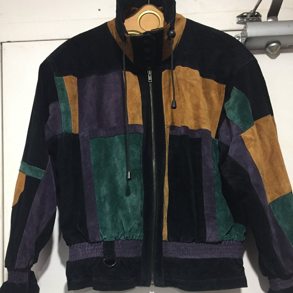VINTAGE MASSIMO COLORBLOCK LEATHER JACKETS SIZE M